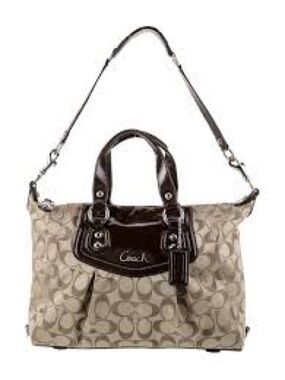 Coach Ashley Signature 2 Way Leather & Sateen Satchel